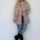 Winterjacke 2 Looks mit Stulpenärmeln und abnehmbarem Strickeinsatz - beige