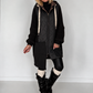 Oversized jacket in a mixed material design - black