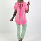 T-shirt with back tie - neon pink
