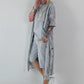 Sweatshirt Mantel mit floralem Netzeinsatz und Cut outs - hellgrau