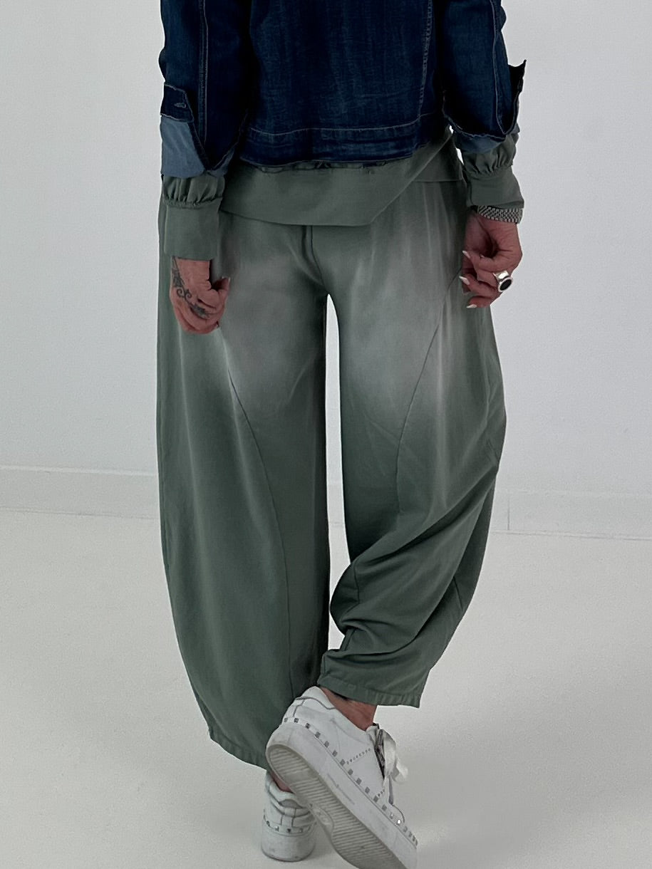 Lässige Sweat Ballonhose im Used-Look - khaki