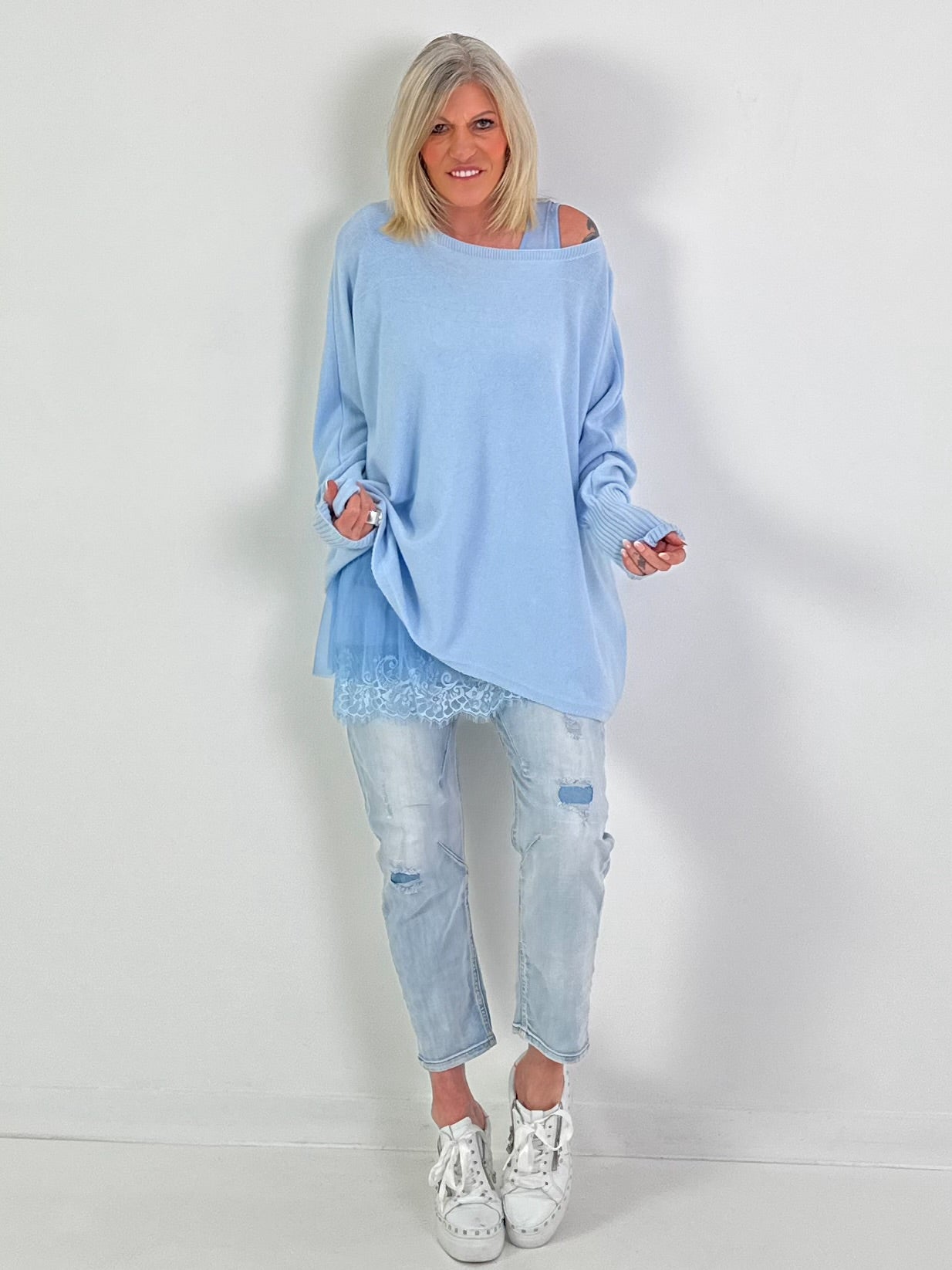 Pullover Good Vibes - hellblau