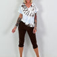 Batik Shirt - weiss-hellblau-dunkelbraun