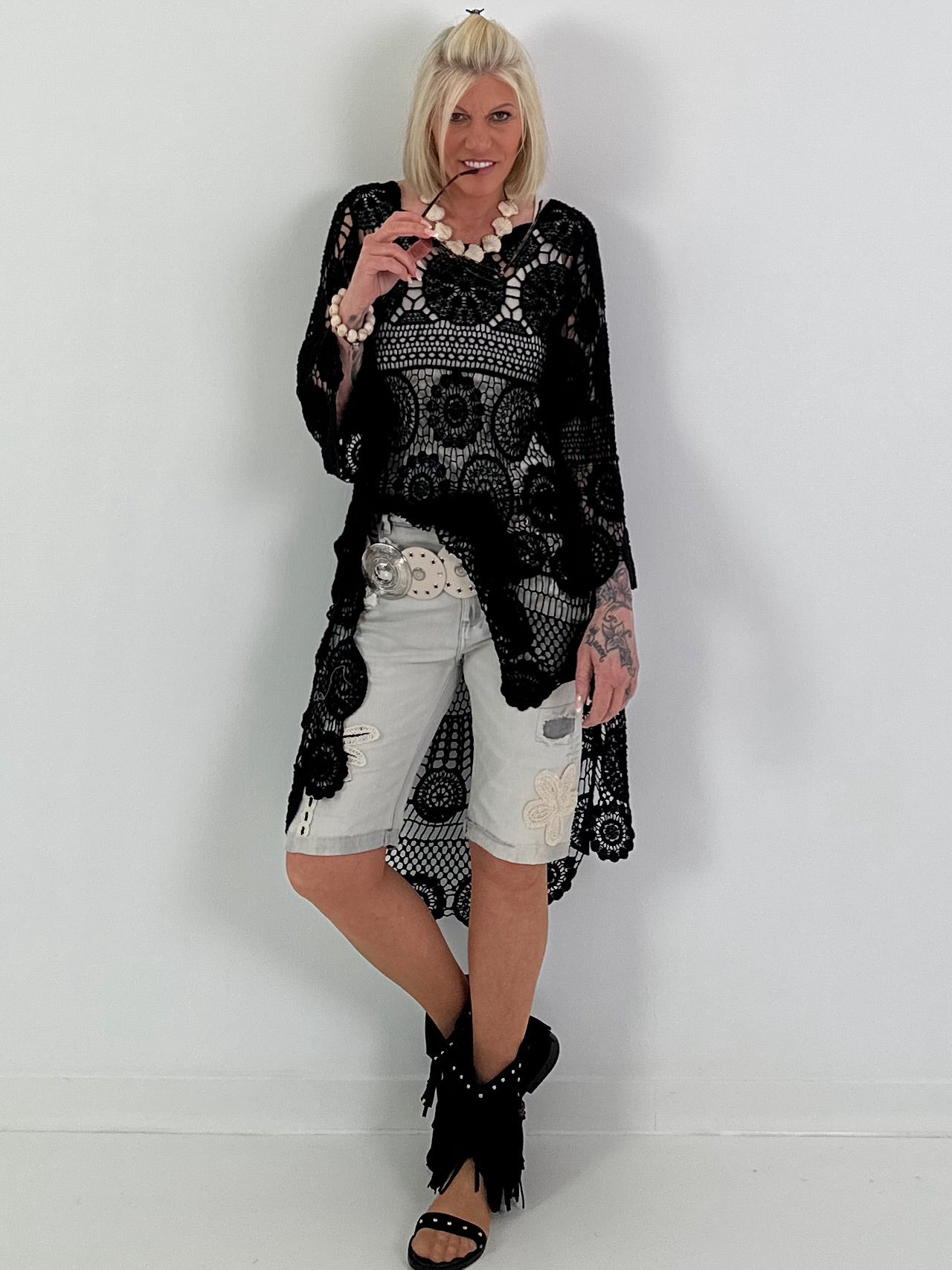 Crochet Tunic with Pattern - Black