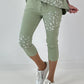 Capri Hose mit Leo Strass - salbei