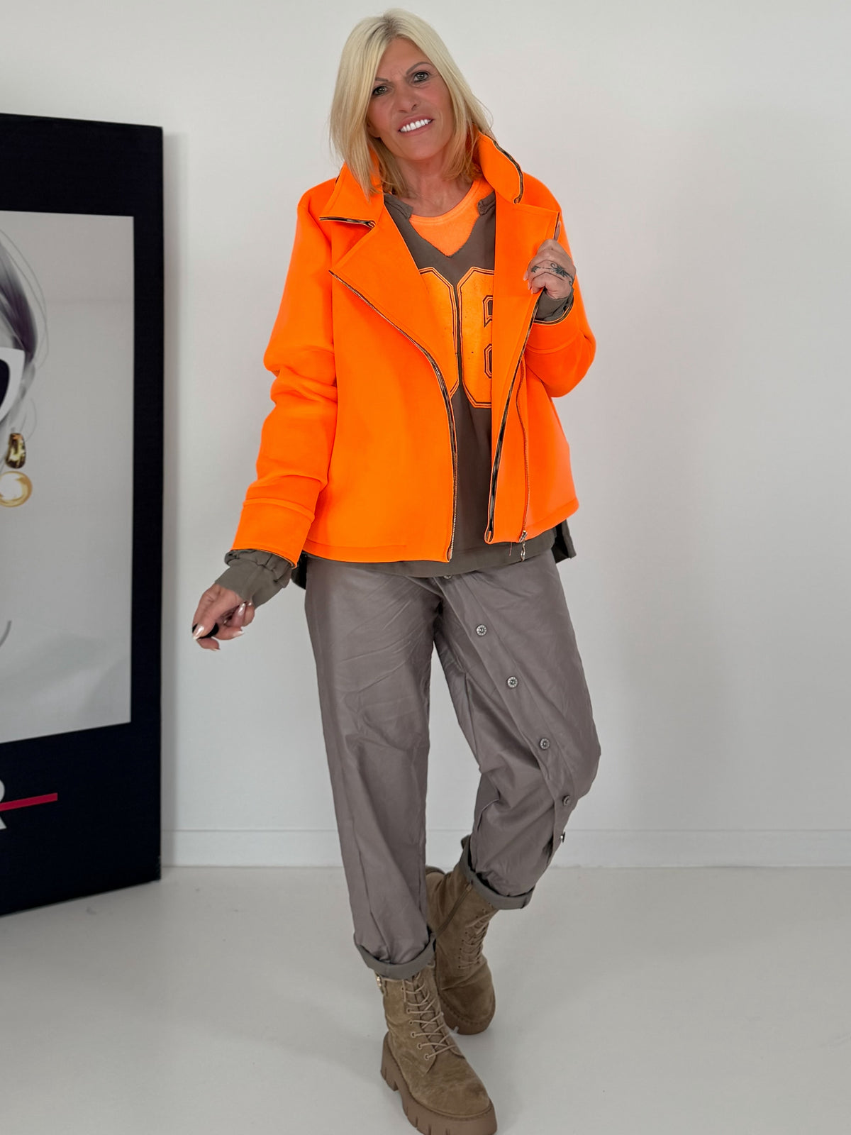 Biker Jacke - neonorange