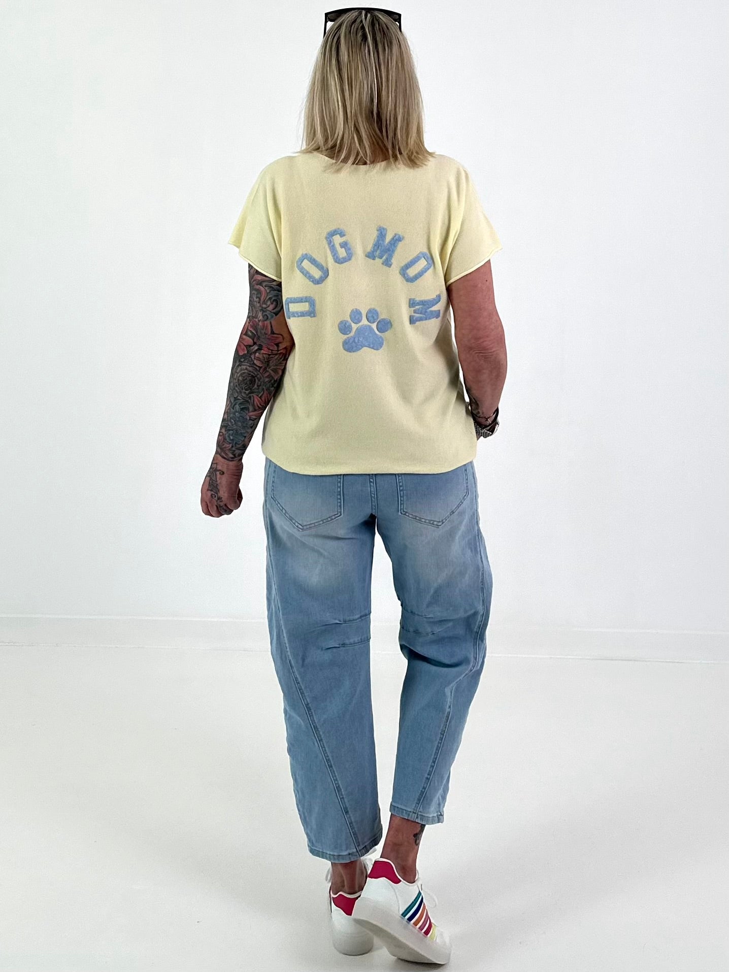 Feinstrick Shirt Dog Mom - gelb