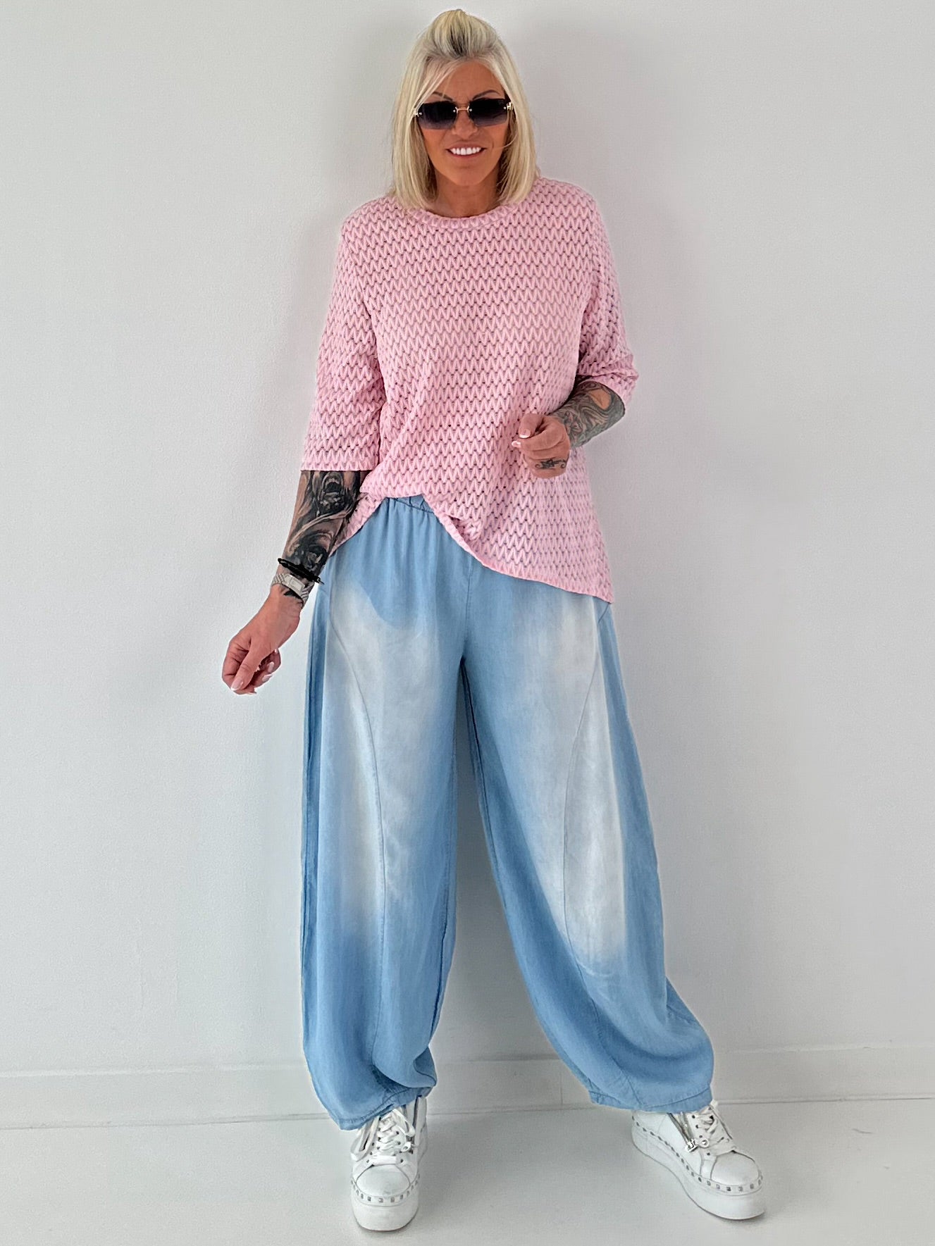 T-Shirt mit halben Arm - rosa