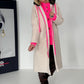 Teddy curl coat with neon accents - beige