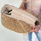 XL Korb mit Pailletten- und Perlendetails - beige