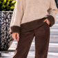 Pullover mit Kontrastsaum - camel-mokka