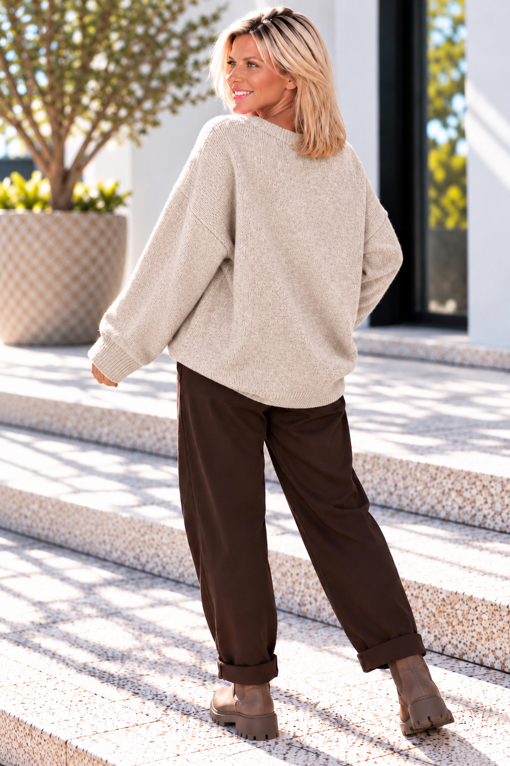 Kuscheliger Pullover Club Amour - camel-mokka