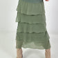 Long skirt with flounces - khaki