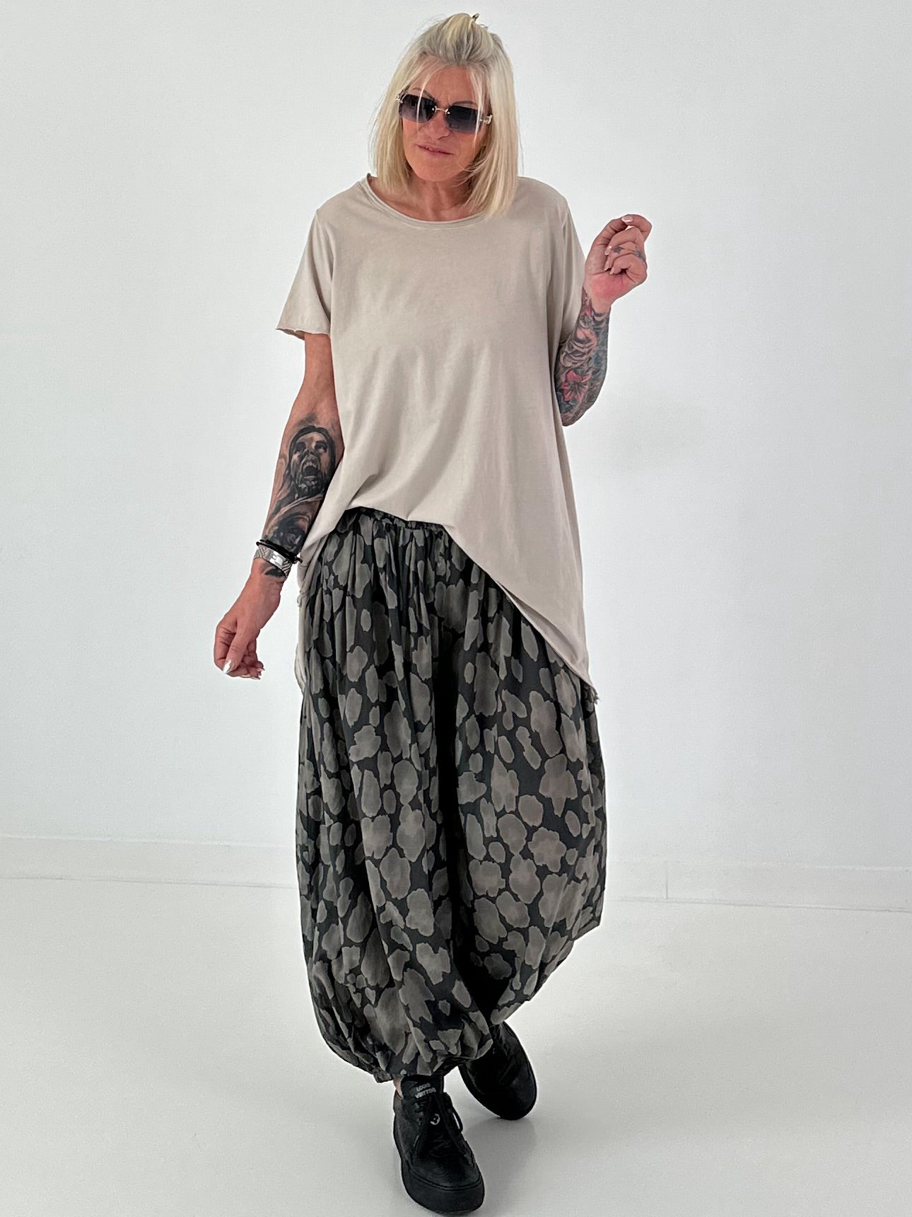 Oversized T-Shirt Rundhals - beige