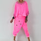Poncho Shirt mit Leo Print - neonpink