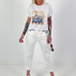 T-shirt Glitter Car - white-blue
