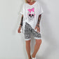 Oversized Shirt Skull - weiss