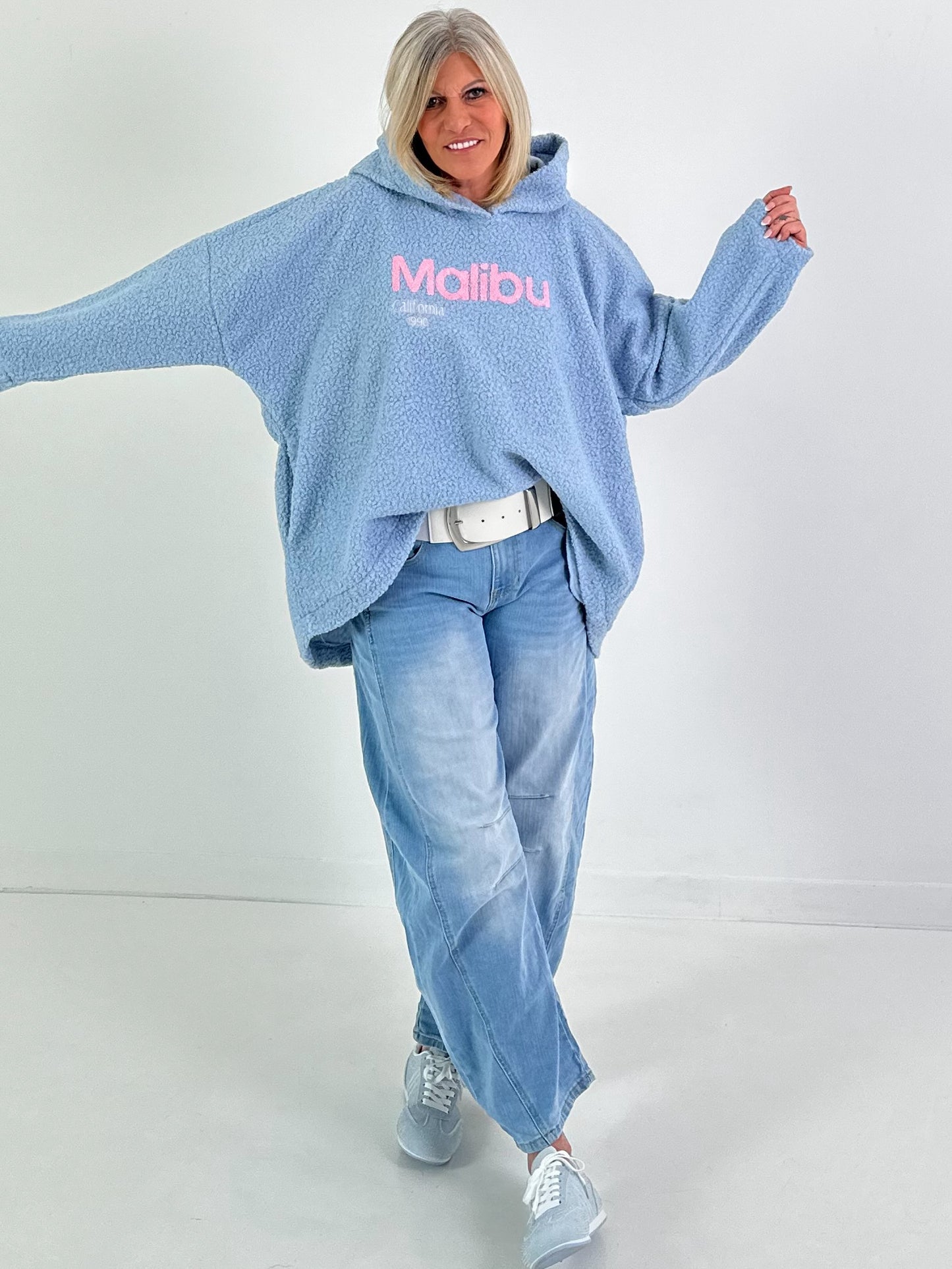 Bouclé Hoodie Malibu - hellblau