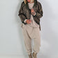 2 in 1 Jacke mit Leo-Print - oliv
