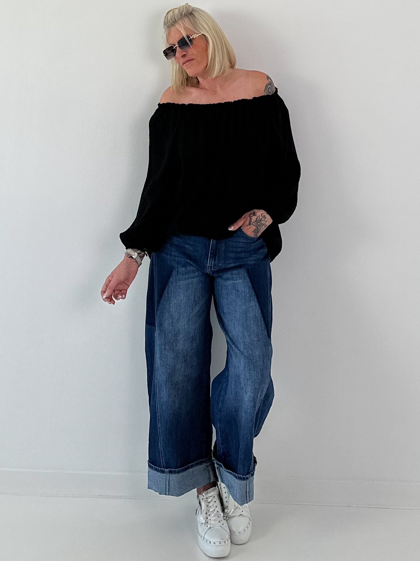 Carmen Tunika  - schwarz