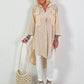 Long linen blouse with broderie anglaise - beige
