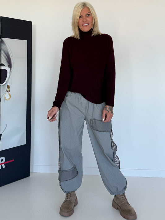 Basic Rollkragenpullover - burgundi