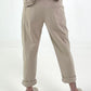 Hose mit goldenen Nieten-Details - beige