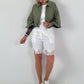 Sommer Crop-Jacke mit halben Arm -  khaki