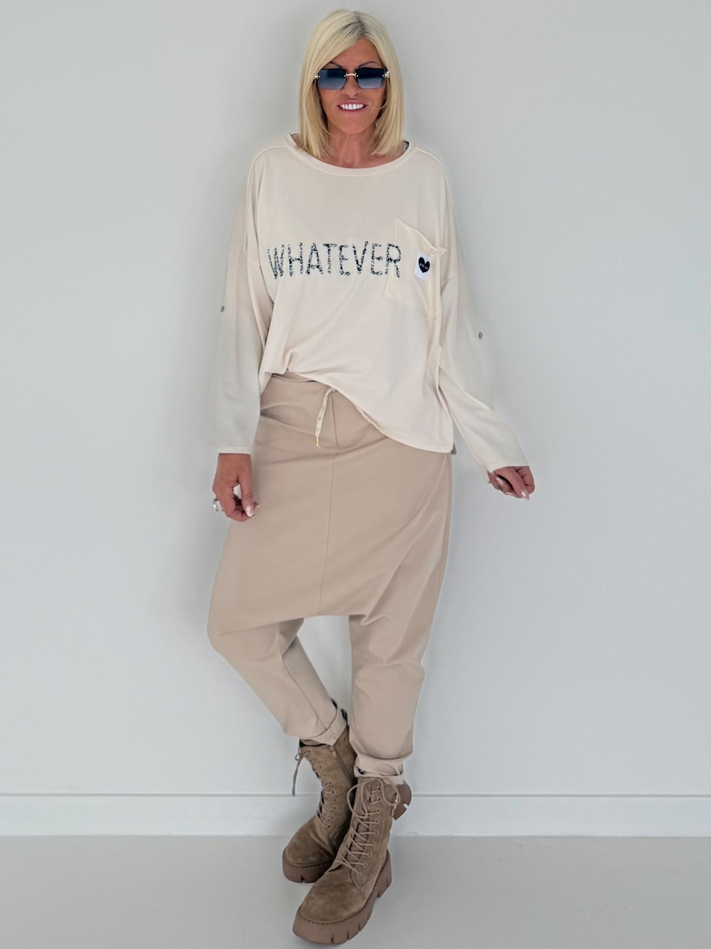 Sweater Whatever mit Strass-Details - beige