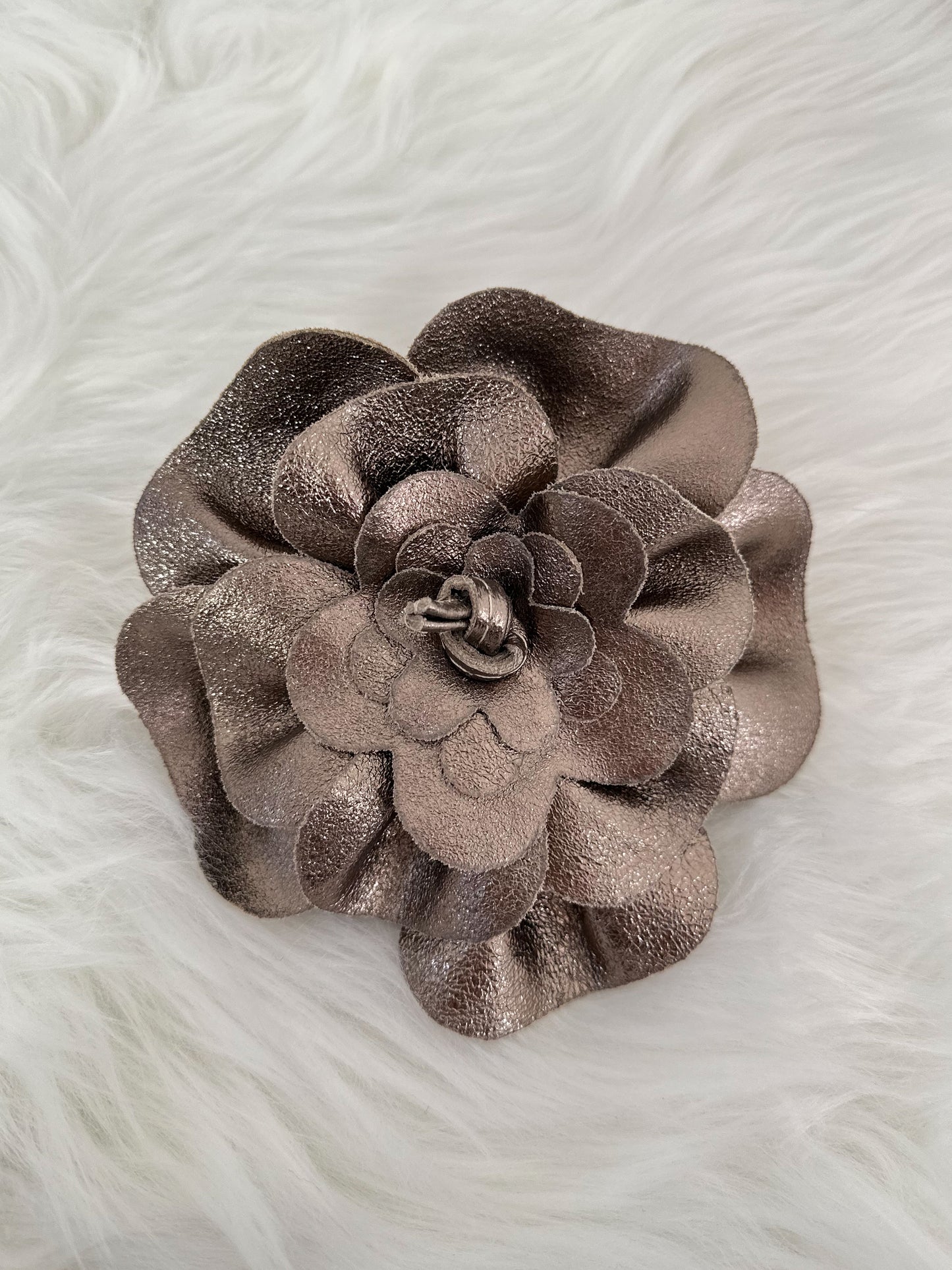 Strikceintuur model "Floral Flow" - brons