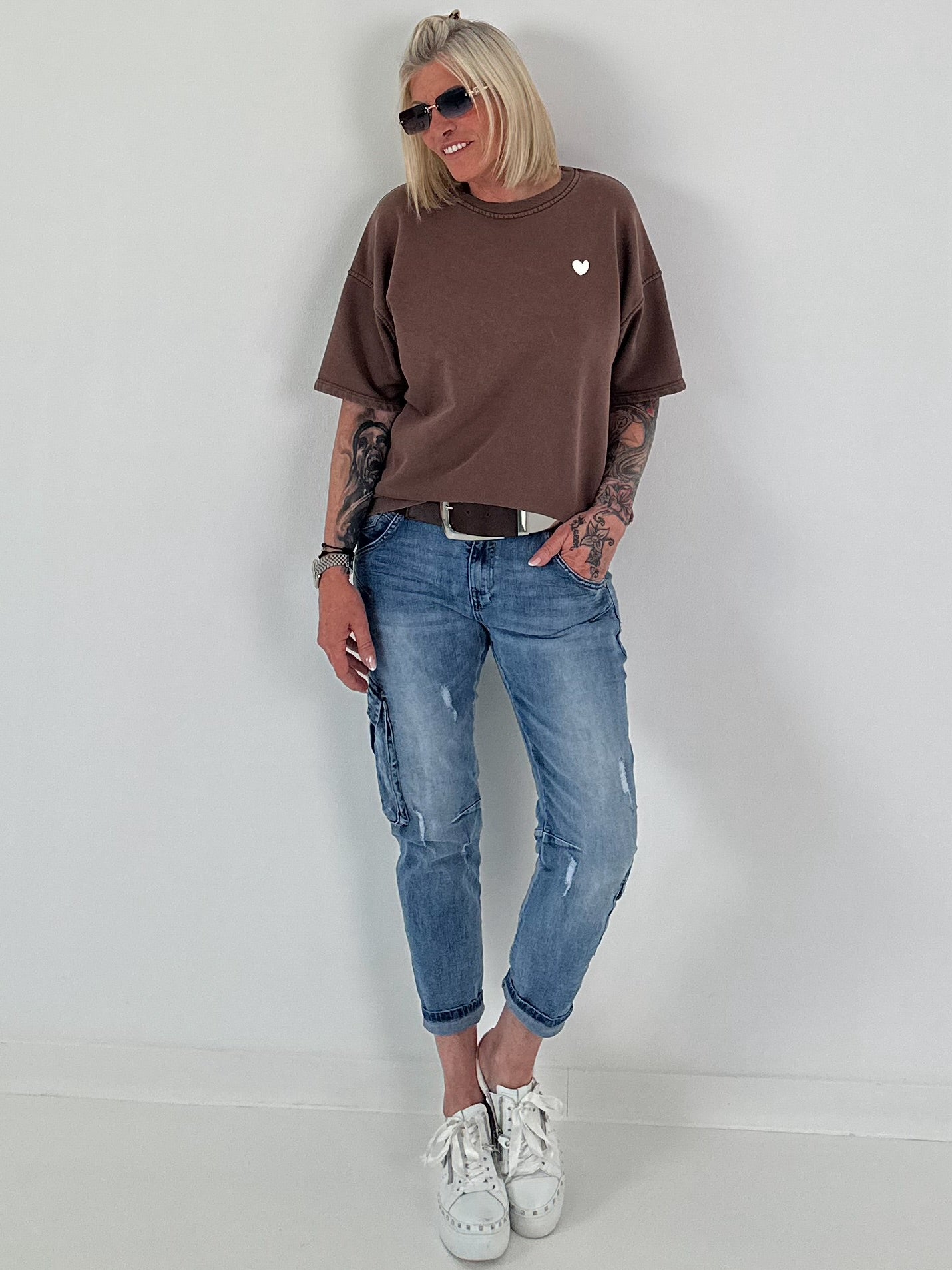 Sweater stone washed  - mokka