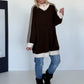 Oversized Long-Strickjacke mit Streifen - mokka-beige
