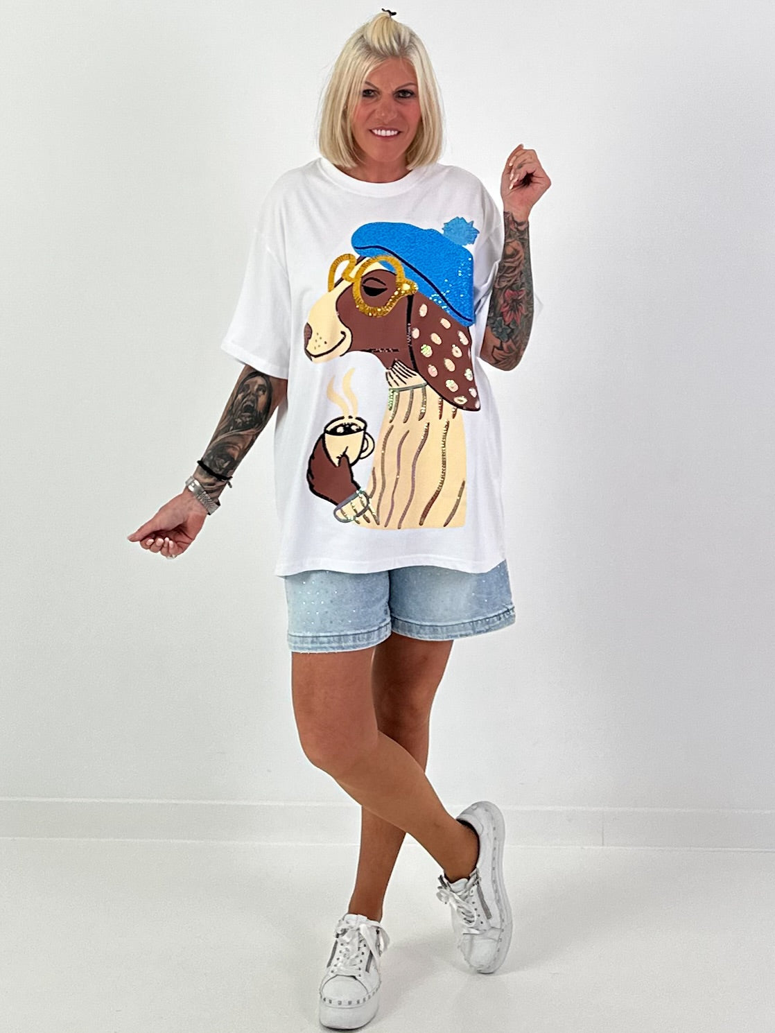 T-shirt with sequin design - white