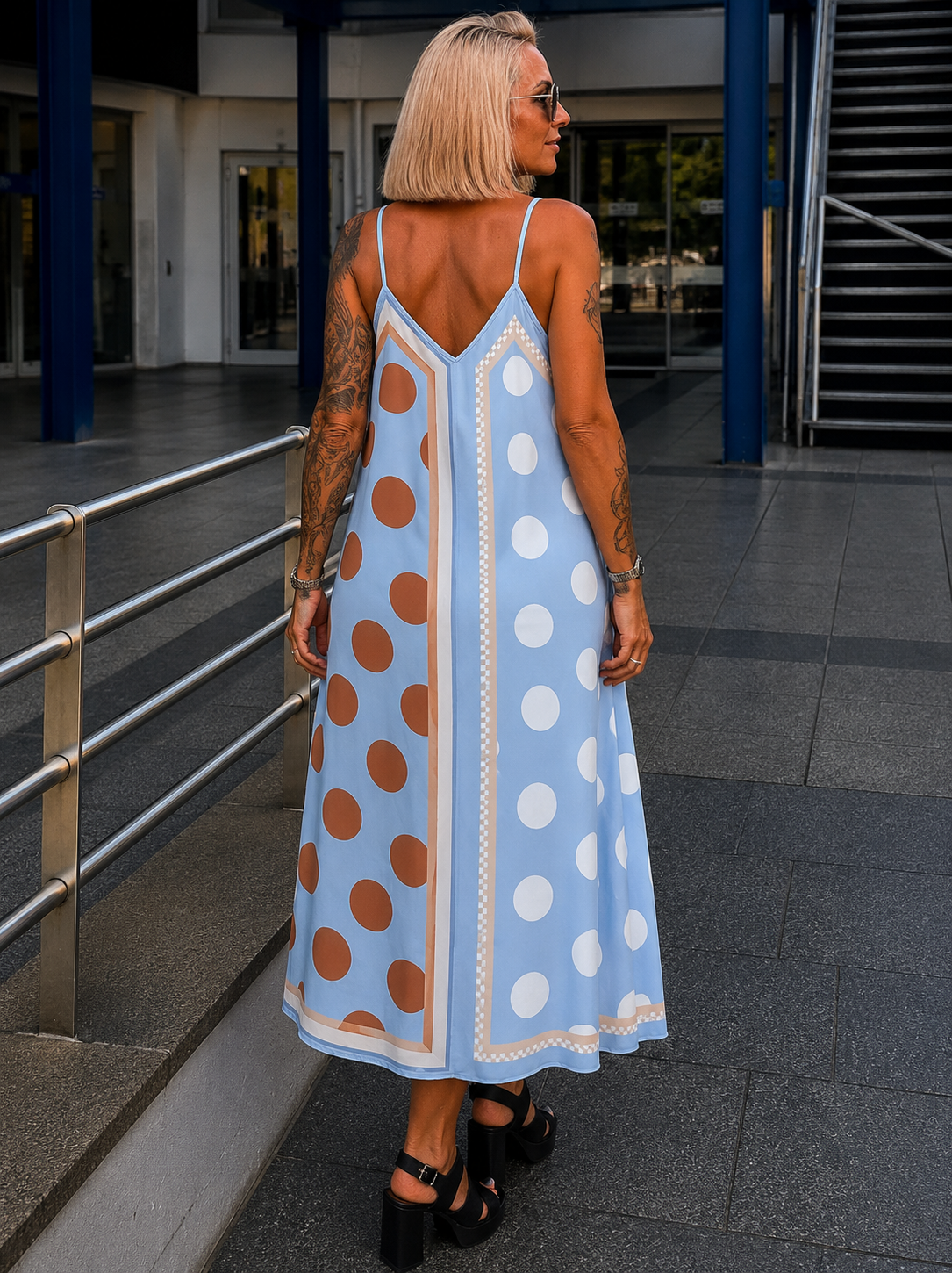 Luftiges Sommerkleid mit Print - hellblau - mehrfarbig