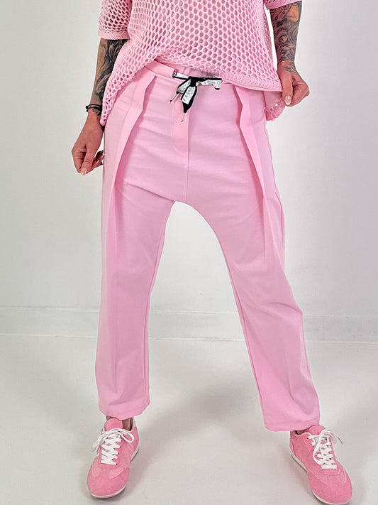 Trousers with wide pleats - pink