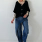 Oversized knitted cardigan with sophisticated details - black
