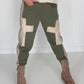 Sweathose im Materialmix - oliv-beige
