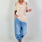 Leinenshirt mit off-Shoulder Cut-Outs - beige