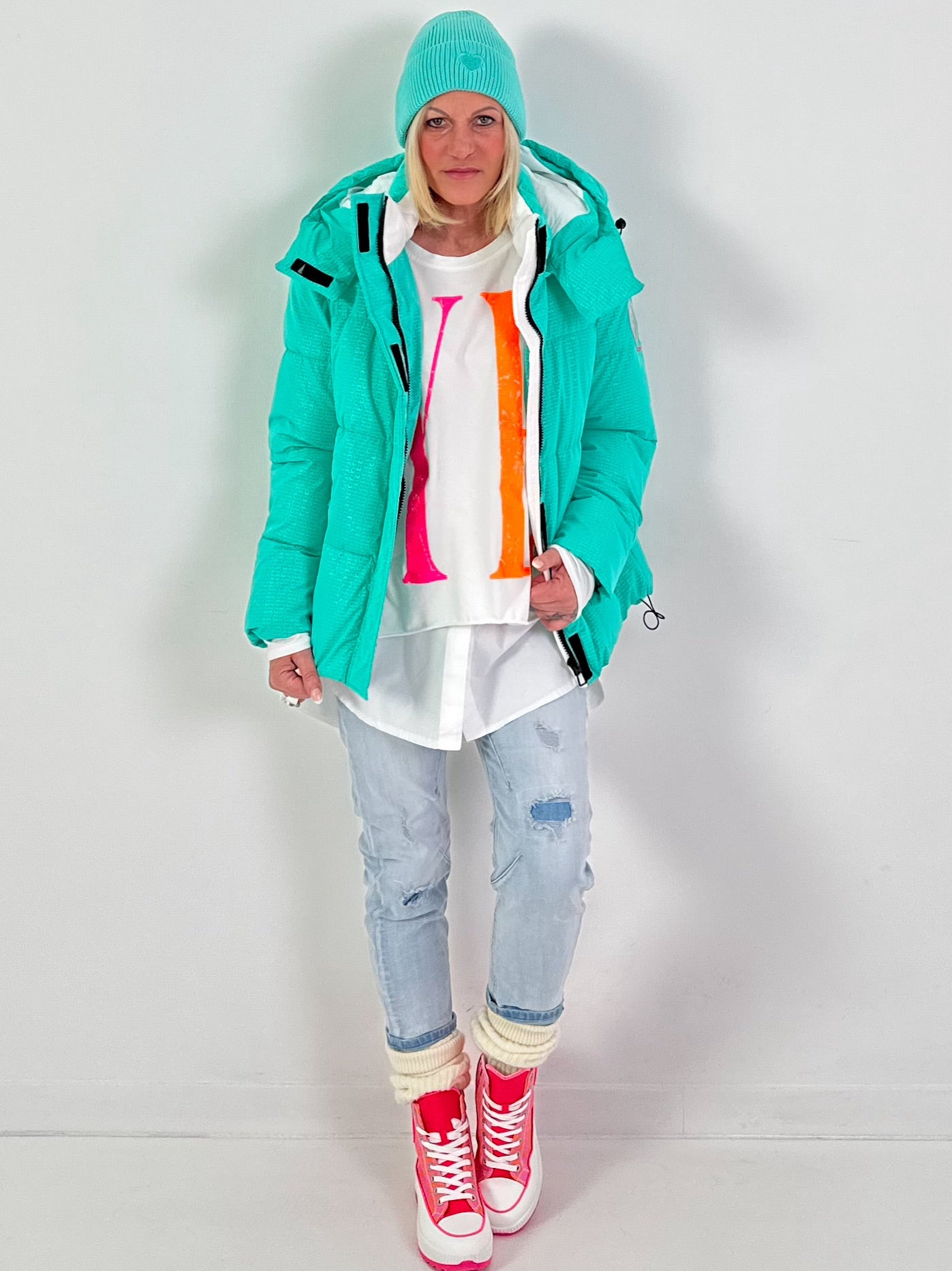 Gewatteerde jas model "Polarline" - turquoise