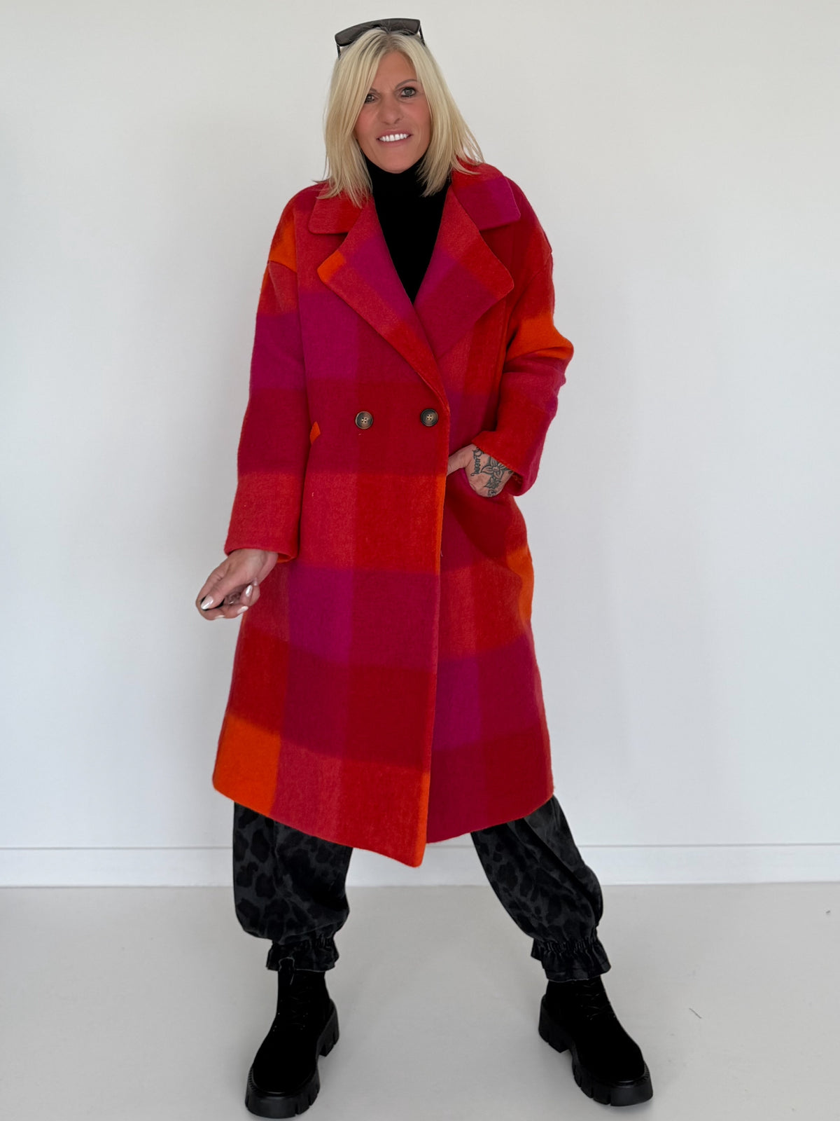 Mantel im Color-Block-Muster - mehrfarbig