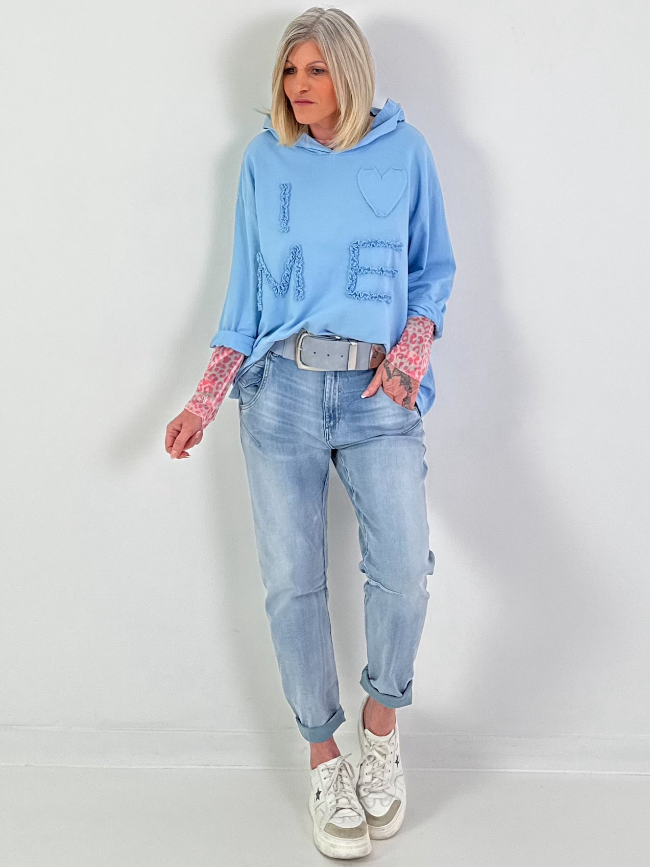 Hoodie I LOVE ME - hellblau