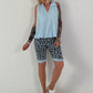 Ballon Blusen Top mit V-Neck - hellblau