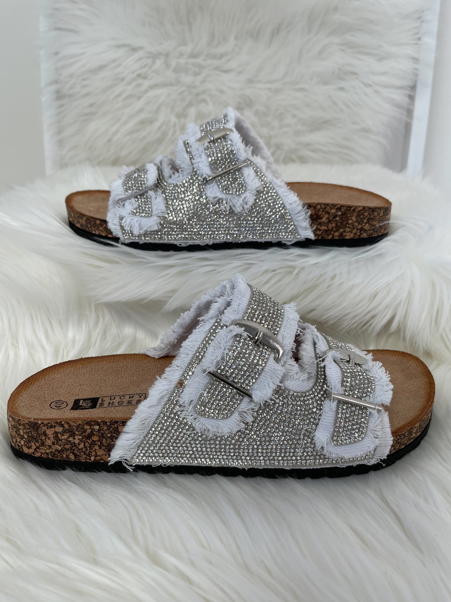 Muiltjes met strasssteentjes - wit