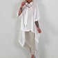 Oversized asymmetrical blouse with tie - white