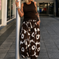 Leichte Pumphose mit floralem Print  - mokka - weiss