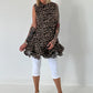 Long Bluse mit Volants - leo - mehrfarbig