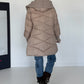 Winterjacke 2 Looks mit Stulpenärmeln und abnehmbarem Strickeinsatz - beige