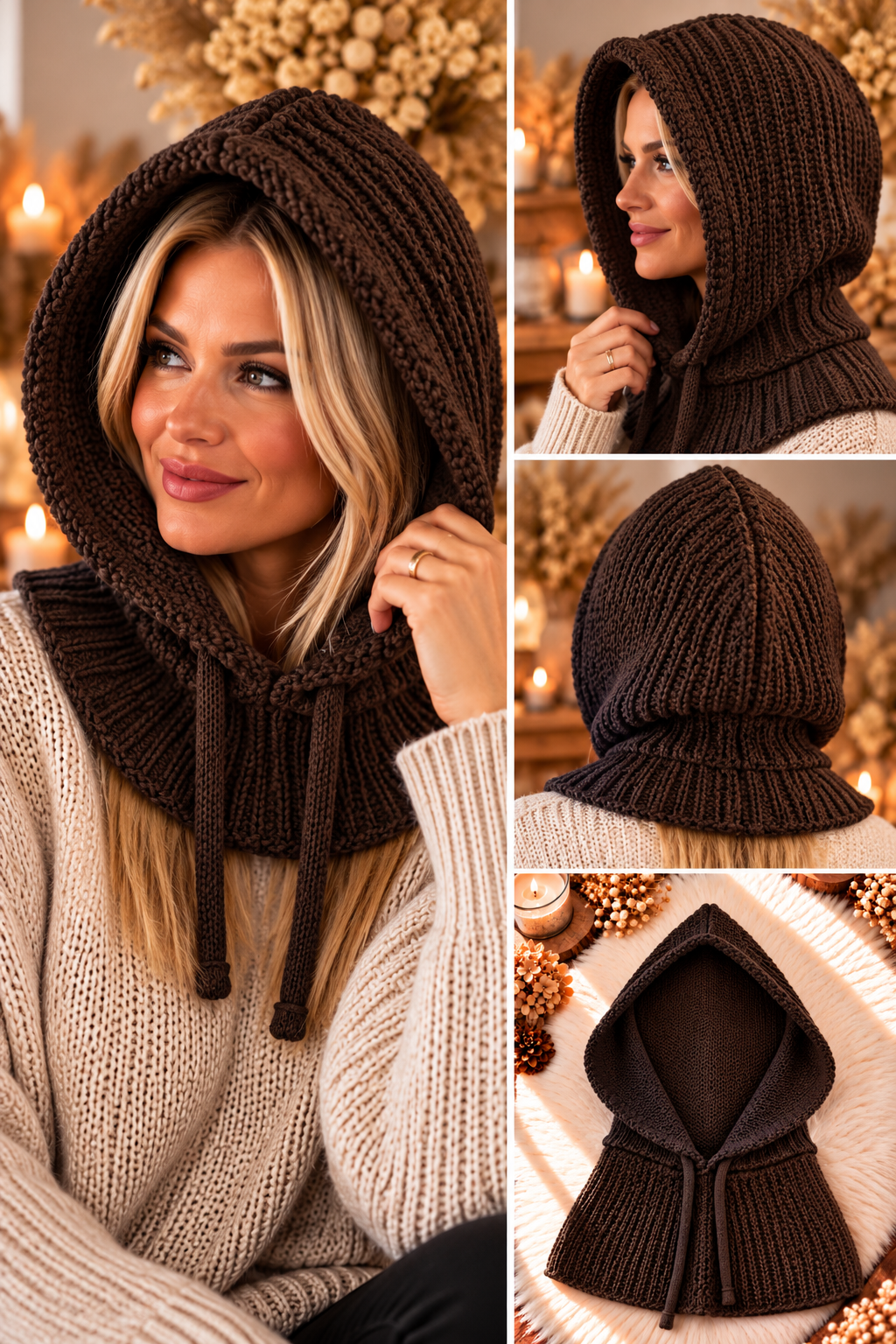 Grobrippstrick Balaclava - mokka