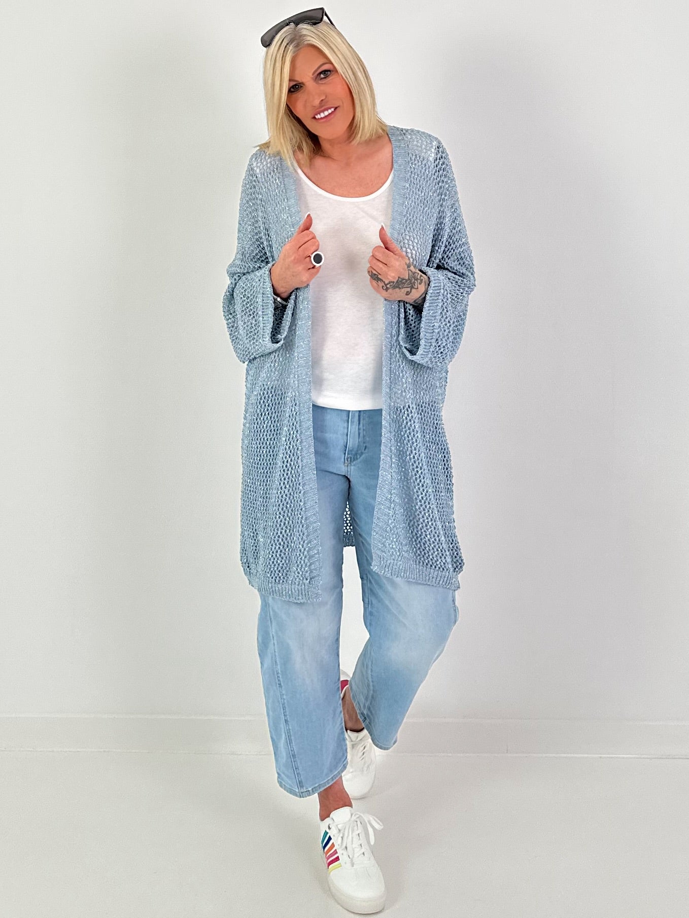 Crochet Jacket with Lurex - light blue