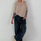 Jeans mit Knopfleiste quer - denim